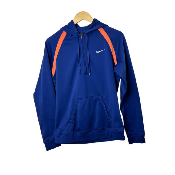 Nike Therma-Fit Blue & Coral 1/4 Zip Hooded Sweatshirt Women's Medium - Picture 7 of 10